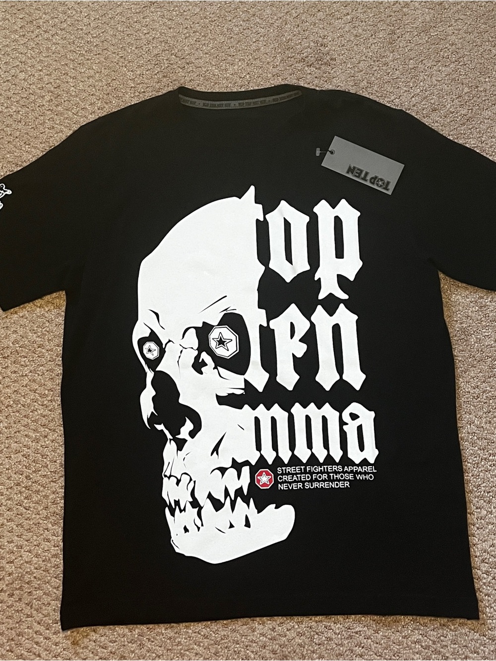Top Ten MMA Black Graphic Skull Tee Shirt
